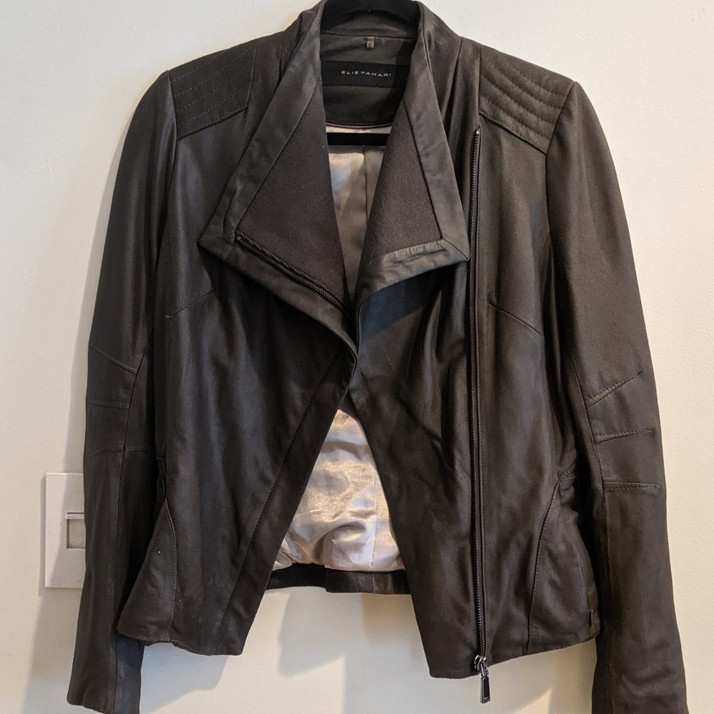 ⛔ SOLD ⛔ Elie Tahari Moto Leather Jacket - Picture 1 of 7